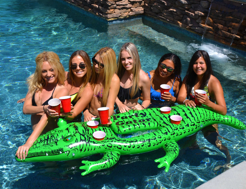 GoFloats Giant Party Floating Gator with Cooler & Cup Holders