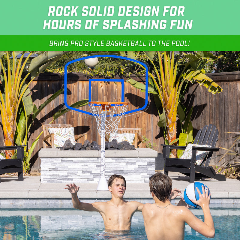 GoSports Deck-Mounted Splash Hoop ELITE Pool Basketball Game - Acrylic