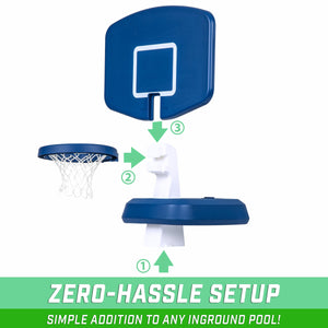 the adjustable basketball hoop with a basketball hoop