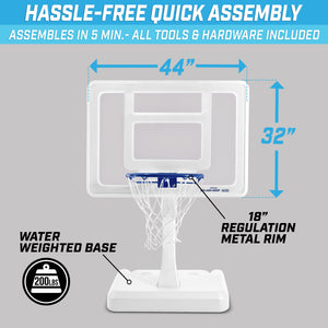 GoSports Splash Hoop ELITE Pool Hoop Basketball Game with Water Weighted Base, Adjustable Height, Regulation Steel Rim and 2 Pool Basketballs GoSports 