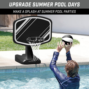 GoSports Splash Hoop PRO Swimming Pool Basketball Game - Includes Poolside Water Basketball Hoop, 2 Balls and Pump - Black GoSports 