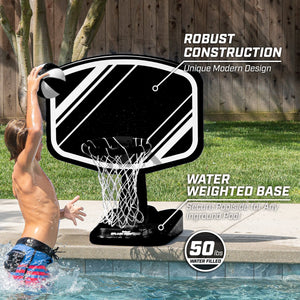 GoSports Splash Hoop PRO Swimming Pool Basketball Game - Includes Poolside Water Basketball Hoop, 2 Balls and Pump - Black GoSports 