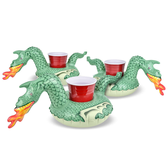 GoFloats Inflatable Drink Holders 3-Pack - Fire Dragon